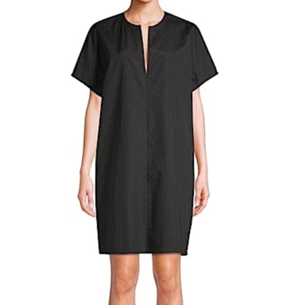 Vince classic split-neck style cotton poplin Short Sleeve Dress size medium